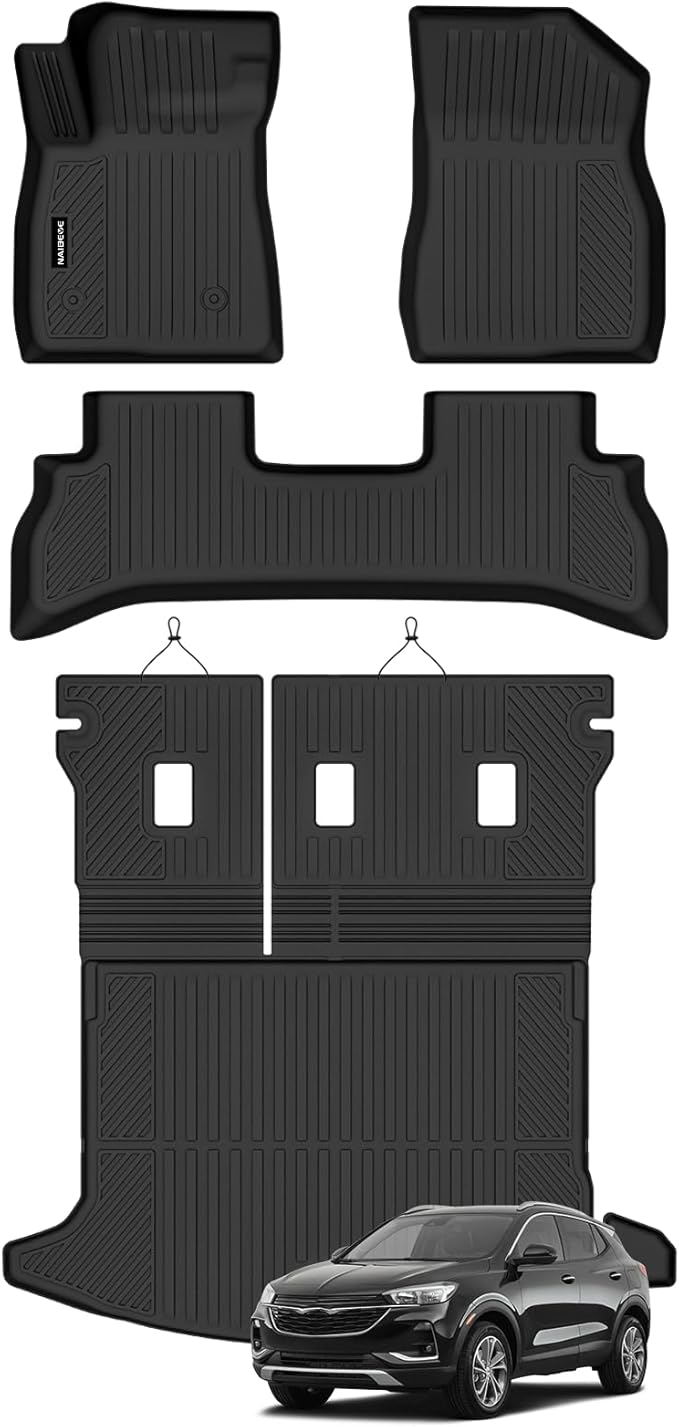 Naibeve Floor Mats for Buick Encore GX 2020-2026(Only Fit FWD) - All Weather Custom Fit for Buick Encore GX Floor Mats & Cargo Mat with Backrest Mats Waterproof Interior Accessories