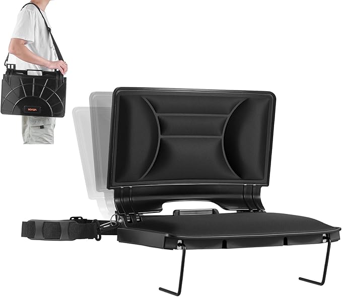 VEVOR Stadium Seat, Folding Bleacher Chair with Back Support and Thick Cushion, Padded Stadium Seat for Bleacher Includes Shoulder Strap, Hooks, Cup Holder, Lycra Material, Side Pocket, PP Material
