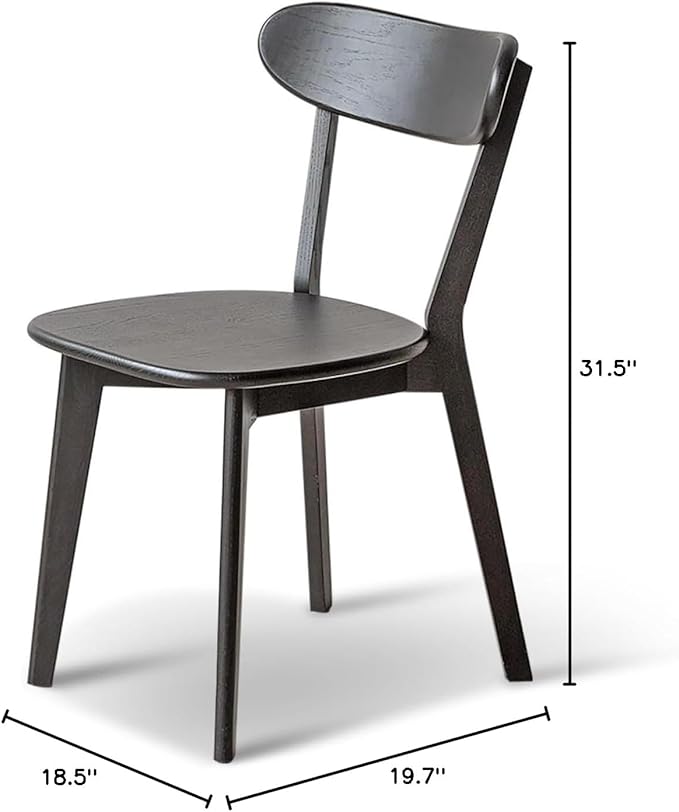 Bamskov 100% Solid Oak Wood Dining Room Chairs - Practical Kitchen Chairs - Wood Chair for Dining Room, Kitchen (1, Black)