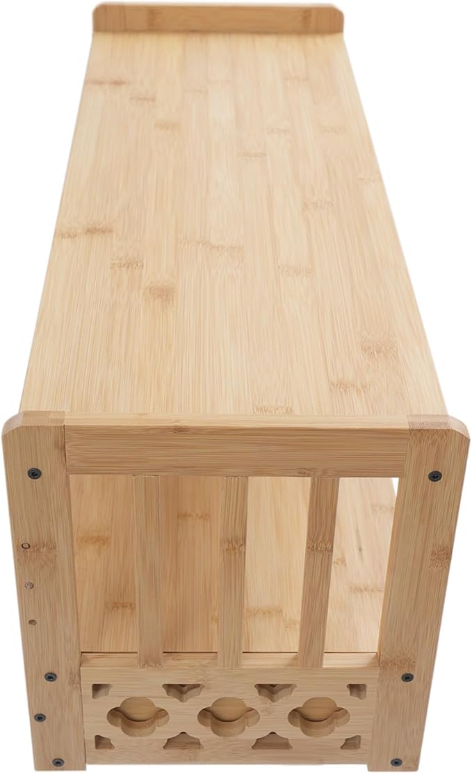 Low 3-Tier Meditation Table with Drawer,Bamboo Altar Tables,Puja Desks,Tatami Desk,27.2”W,Wood Color