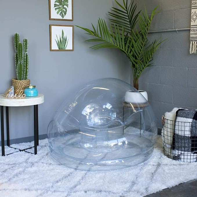 Air Candy Clear Inflatable Chair – 100% Waterproof PVC, Supports 250 lbs, Portable Floor Seating for Dorms, Camping & Gaming