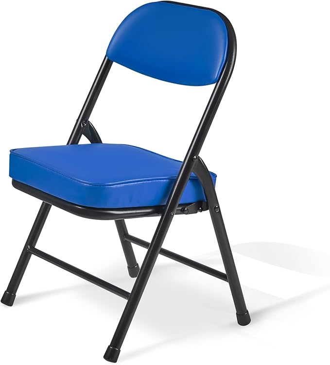 fusehome Mini Padded Folding Chairs, Garage Stool, Portable Camping Chair with Cushion, Lightweight Lawn Chair, for Outdoor Sports Events, Patio, Fishing, Hiking, Hunting, Picnic, Beach (Blue)