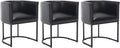 VESCASA Faux Leather Upholstered Dining Chairs with Barrel Back, Modern Padded Restaurant Chairs with Black Metal Frame for Kitchen, Dining Room, Set of 3, Black