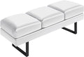 JUMMICO Waiting Room Chair Office Chair Seating, 59.6 inches Upholered Reception Bench 3 Seat Faux Leather Office Guest Chair Conference Room Chair for Salon and Shop (White)