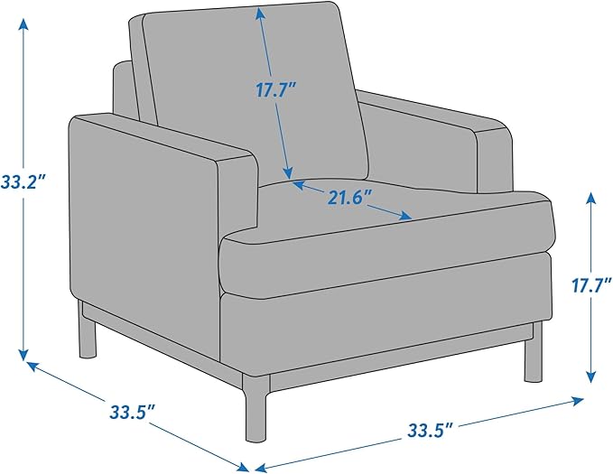 VANOMi Oversized Accent Chair, Mid Century Modern Upholstered Armchair for Living Room, Comfy Chair for Bedroom Reading Chair, Single Sofa for Small Space with Rubberwood Base
