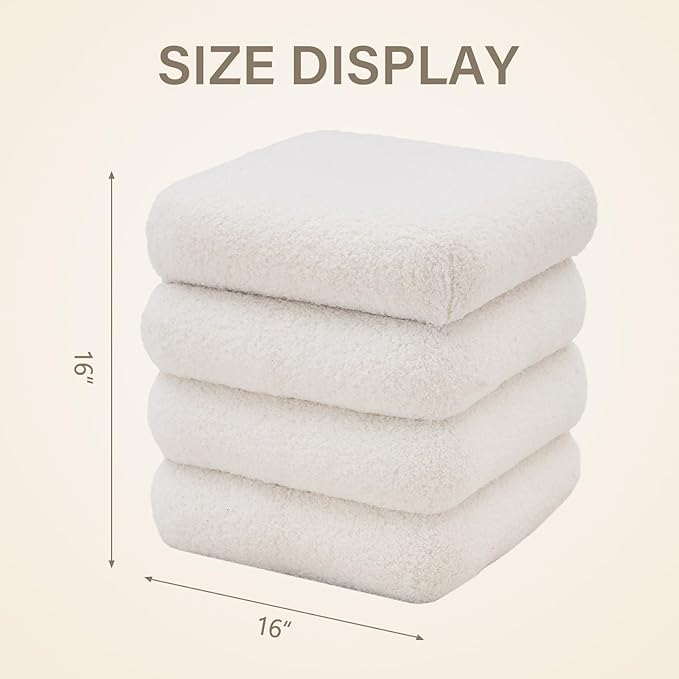 Wimarsbon Round Storage Ottoman, Modern Sherpa Footstool, Teddy Vanity Stool with Flip-Top Tray, Makeup Chair for Home Decor, Upholstered Footrest for Living Room & Bedroom (16inch Square)