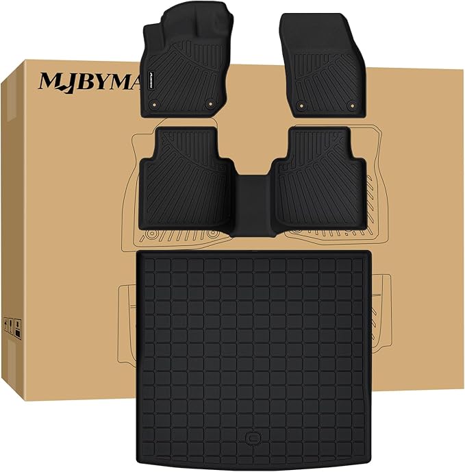 Floor Mats for 2025 Volkswagen Tiguan & Cargo Mat,TPE All Weather Protection Car 1st & 2nd Row Floor Liners with Trunk Mat Accessories