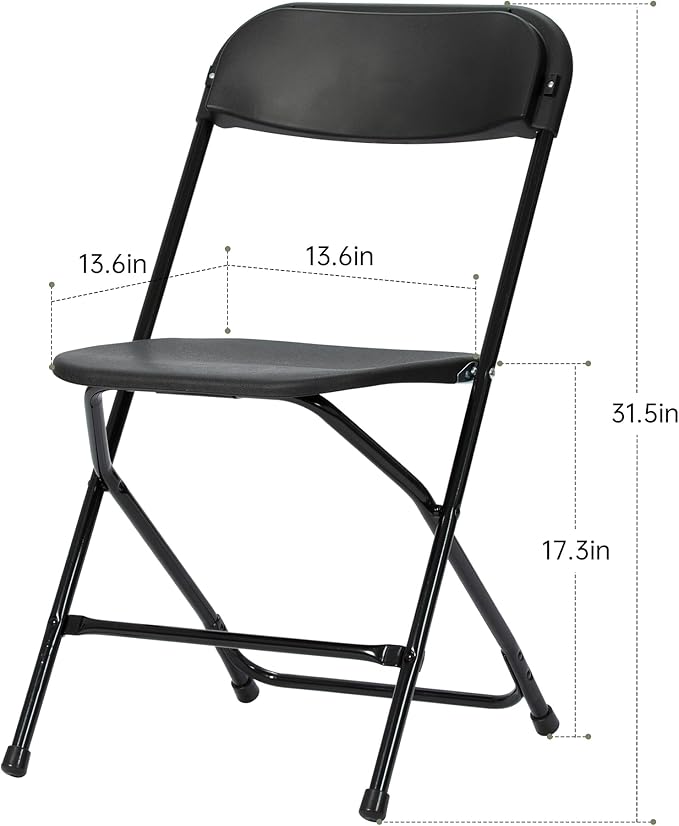 70 PCS Plastic Folding Chair, Portable Commercial Chair, 450 LB Capacity Premium Plastic Folding Chairs, Folding Chair for Wedding Party Outdoor Indoor, Stackable Folding Chairs Black