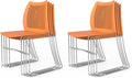 VINGLI Stacking Chairs Set of 8 Stackable Office Chairs with Metal Sled Base, Ergonomic Plastic Seat & Holes Back, Stacking Chairs for Waiting Room Break Room Banquet Guest, Orange