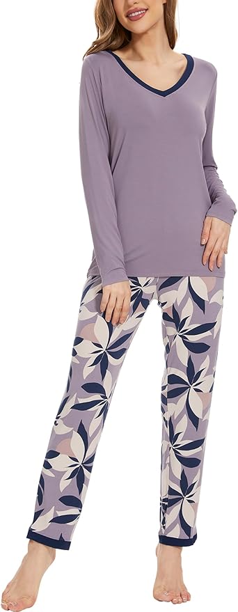GYS Viscose from Bamboo Women's Pajama Sets Super Soft Long Sleeve Sleepwear Comfy Winter Pjs Sets S-4X
