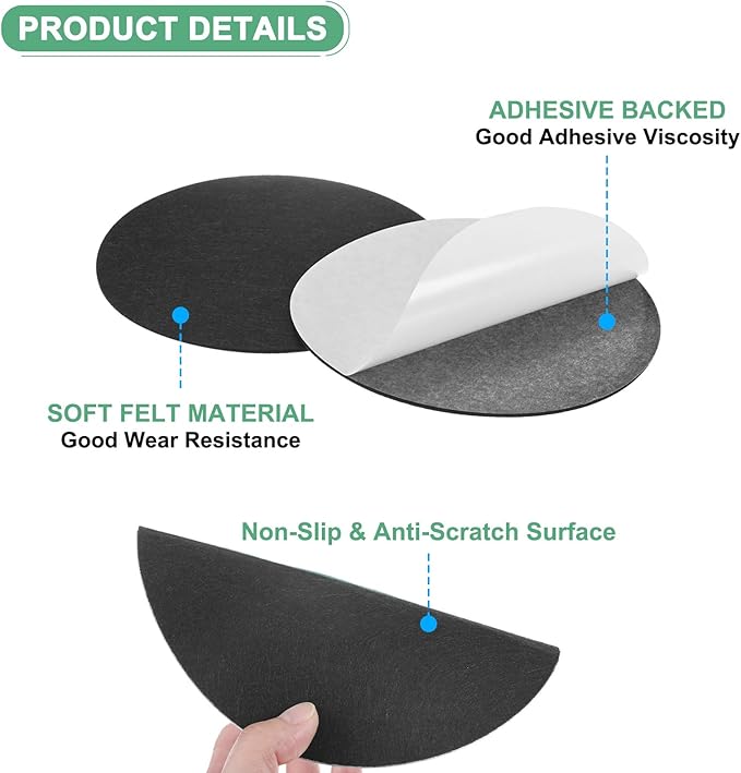 20-Pack Lamp Base Felt, 6.5 Inch Dia. 2mm Thick Self Adhesive Round Fabric Felt Pads for Lamp/Furniture/DIY, Non-Slip Fiber Backed Patch Circles with Adhesive Backing [Black]