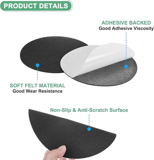 20-Pack Lamp Base Felt, 6.5 Inch Dia. 2mm Thick Self Adhesive Round Fabric Felt Pads for Lamp/Furniture/DIY, Non-Slip Fiber Backed Patch Circles with Adhesive Backing [Black]