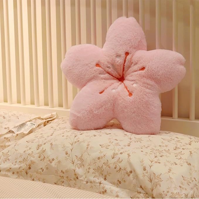 Soft teddy velvet Five star flower cushion Four-leaf clover cushion Sofa Bedroom living Room cushion cover -17 inches (light pink)