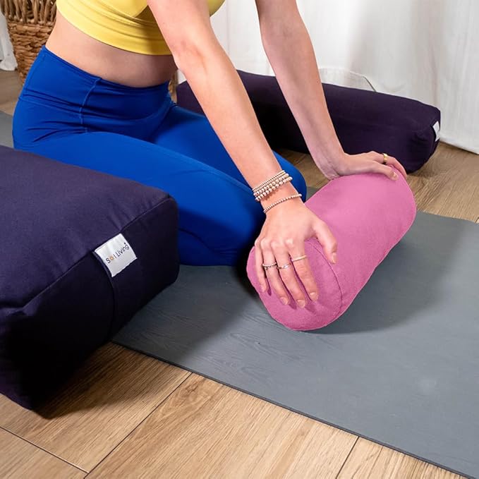 Sol Living Yoga Bolster Pillow Rectangular Meditation Cushion Cotton Meditation Accessories for Restorative Yoga Meditation Pillow Yoga Pillow Firm Body Pillow Bolster Pillow for Legs Removable Cover