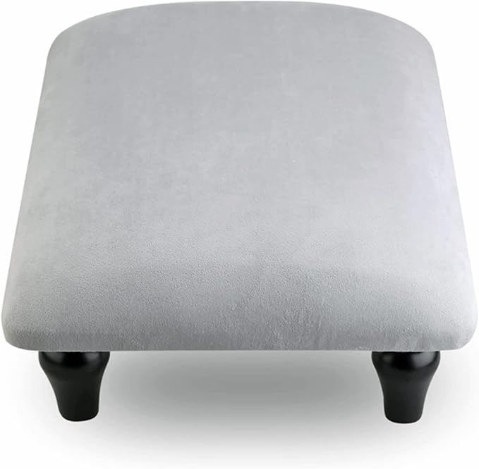 YOYETECO Small Foot Stool Ottoman with Stable Wood Legs Upholstered Footstool Padded Foot Rest Step Stool for High Beds Seat Chair Couch Sofa Patio Bedroom Living Room Office (5.9" H-Gray)