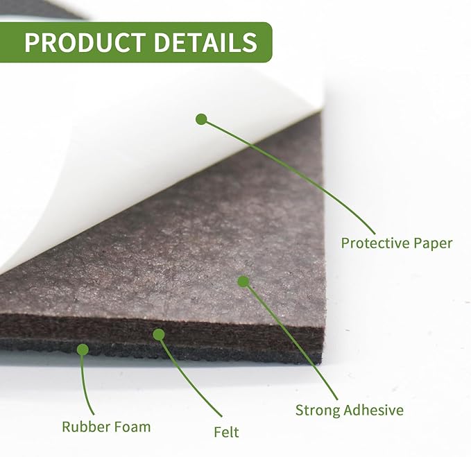 COVERCORNER Non Slip Furniture Pads 16 PCS 3'' Square - Anti Slip Furniture Pads - Self Adhesive Rubber Feet Furniture Feet - Chair Leg Floor Protectors - Keep Furniture in Place