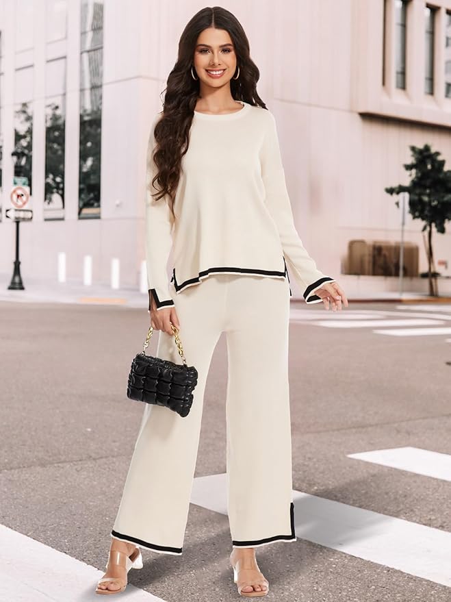 YOKGO Petite Lounge Sets for Women Long Sleeve Sweater Pajama Sets Sweatsuits 2 Piece Pant Sets Tracksuit Travel Outfits