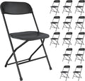 14 Pack Black Folding Chairs, Portable Party Chairs, Plastic Folding Chair,Stackable Commercial Seats with Steel Frame for Office Wedding Party Patio Dinning Events, 350lbs Capacity