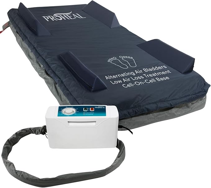 ProHeal Low Air Loss Alternating Pressure Mattress - 36” x 80” x 8” - Cell On Cell Base - Raised Rails - Pressure Mattress for Bed Sores with Silent Air Pump - Stages I-III