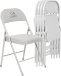 4 Pack White Padded Folding Chairs Set - Comfortable Stackable Portable Chairs for Indoor Outdoor, Events, Parties, Office, Wedding (PU Leather, Executive White,School Chair)