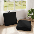 PRIMEPATIO Floor Pillow for Adults Set of 2, 8" Square Floor Cushions with Washable Cover, Large Corduroy Meditation Pillow, 22 inches Tatami Seat with Handle for Living Room or Yoga, Black