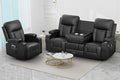 FURNIMAT Recliner Sofa Set with 3+1 Pieces in Living Room, 3 Seater Reclining Sofa with Flip Back Console, 1 Recliner Chair with Vibration Massage and Heat Single Sofa Seat