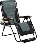 Amopatio Oversized Zero Gravity Chair with Cup Holder XL Patio Outdoor Folding Lounge Chairs with Footrest & Headrest for Indoor and Outdoor, Support 400LBS