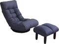 Swivel Floor Lounger with Ottoman, Comfy Reclining Lazy Floor Chair with Back Support for Adults Bedroom, Gaming & Small Living Spaces