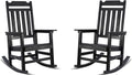 hOmeQomi Rocking Chairs Set of 2, All Weather Resistant Poly Lumber Outdoor Porch Rocker, Rocking Chairs for Outdoor, Indoor, Patio, Deck, Garden, Backyard, Load Bearing 380 lbs - Black