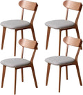 Hymus 100% Solid Oak Wood Dining Room Chairs - Practical Kitchen Chairs for Dining Room, Kitchen, Living Room (4, Walnut with Grey Cushion)