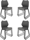 Stacking Waiting Room Chairs, Stacked Plastic Office Chair with Ergonomic Lumbar Support and Metal Legs for Conference School Church Guest Reception Set of 12, Grey