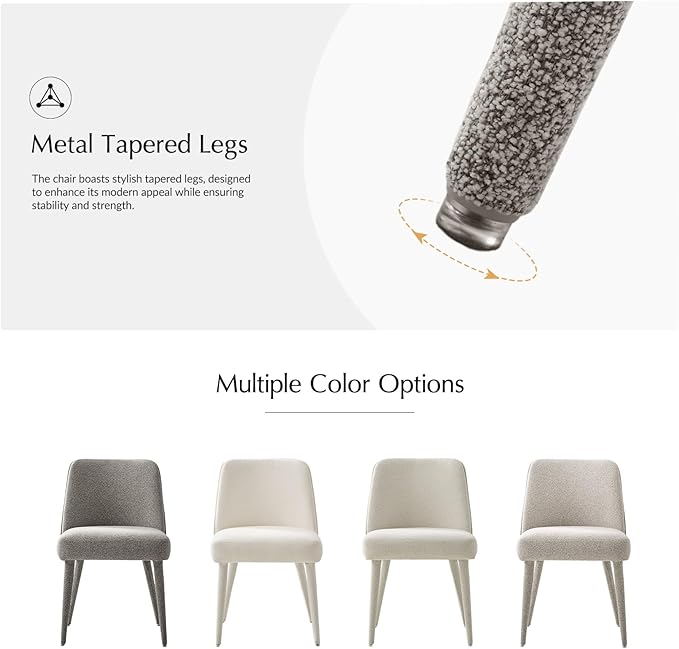 HULALA HOME Modern Dining Chairs Set of 4，Gray Fully Chenille Upholstered Dining Room Chairs Set with Foot Peg, Solid Wood Frame, Armless Kitchen Accent Chairs for Living Room Bedroom Reception