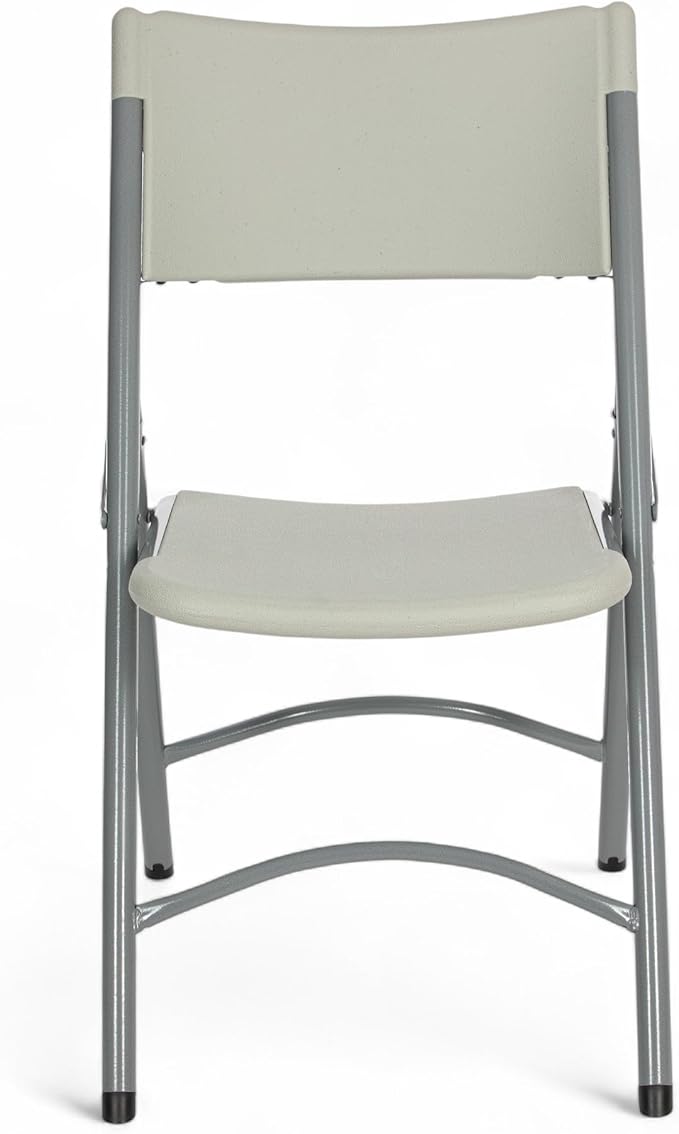 OEF Furnishings OEF600 Series High Back Folding Chairs, Blow-Molded Polyethylene Commercial-Grade Seating for Indoor and Outdoor Use, 500 lb Weight Capacity, 4-Pack (Light Gray)