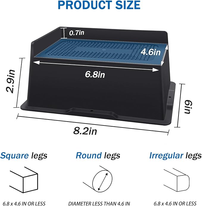 ANNKUT Bed Risers 3 Inch Heavy Duty,Oversized Couch Risers, Extra Wide Furniture Risers for Sofa Table Desk Headboard Chair Lifting,Rectangle Risering Blocks Support 6000 lbs(6 Pack Black)