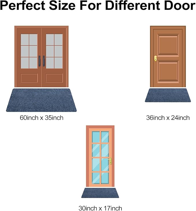 Front Door Mat Indoor and Outdoor, Non-Slip Low Profile Doormat 60"x35", Thin Yet Super Water, Quick-Drying, Dirt Resistant,No Shedding Doormats for Entrances, Garage, Pets,Hotel,Office