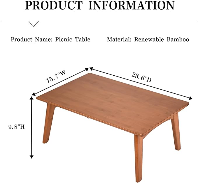Kuabner Folding Floor Table Low Coffee Table for Sitting On The Floor Japanese Floor Table No Assembly Tatami FoldableTable for Living Room Home Office (Walnut, Small)