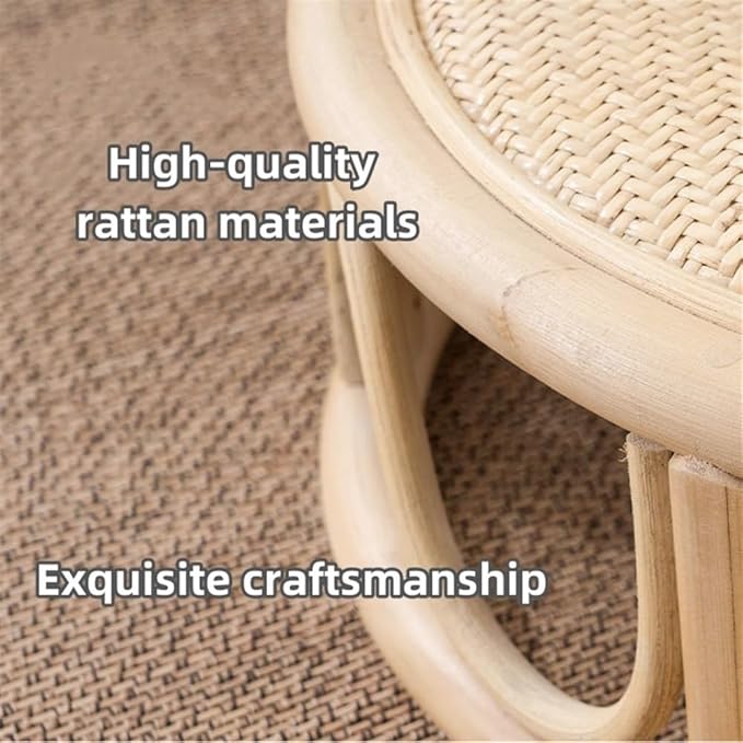 Rattan Low Stool, Hand-Woven Round Rattan Cushion, Meditation Floor Mat, Vintage Futon Cushion, Yoga Cushion, Suitable for Bedroom, Balcony(Brown,45 * 15cm/17.7 * 5.9in)