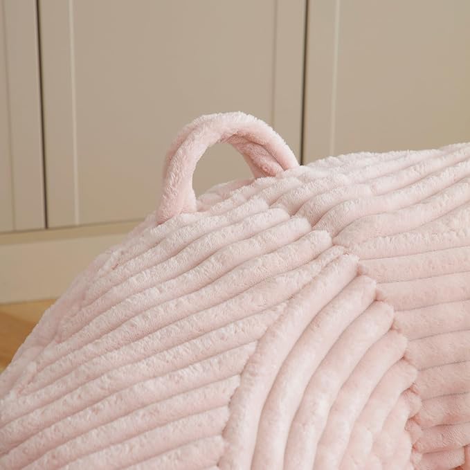 Bean Bag Chair, Corduroy Oversized Chair for Adults, Comfy Big Accent Sofa Lounge Floor Chair, Stuffed Bean Bag Couch for Gaming, Reading, Living Room, Bedroom, Pink