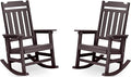 hOmeQomi Rocking Chairs Set of 2, All Weather Resistant Poly Lumber Outdoor Porch Rocker, Rocking Chairs for Outdoor, Indoor, Patio, Deck, Garden, Backyard, Load Bearing 380 lbs - Brown