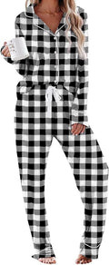 Aamikast Women's Pajama Sets Long Sleeve Button Down Sleepwear Nightwear Soft Pjs Lounge Sets