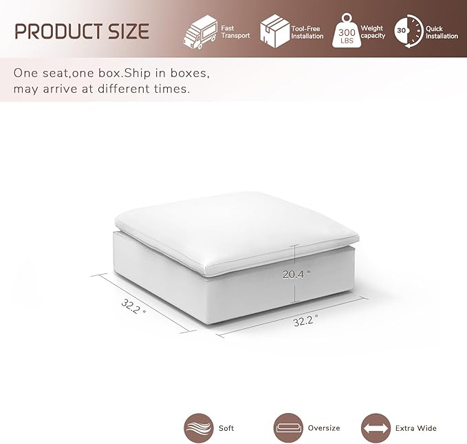Forest aesthetics Oversize Cloud Modular Sectional Sofa,Chaise Down Filled Comfort Sofa Detachable Couch Cushion Covers for Living Room Apartment,White
