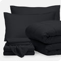 Bare Home Bed-in-A-Bag 7 Piece Comforter & Sheet Set - Full XL - Goose Down Alternative - Ultra-Soft 1800 Premium Bed Set (Full XL, Black/Black)