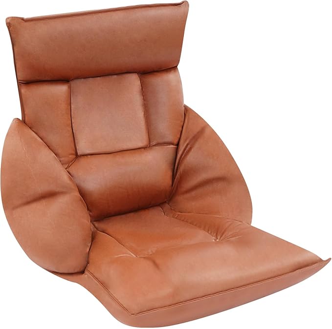 Eapmic Floor Chair, Lazy Sofa, Folding Chair Bed with 5-Position Adjustable Headrest & Backrest, Indoor Chaise Lounger, Gaming Recliner for Reading Gaming Meditation Living Bedroom (Coffee Color)