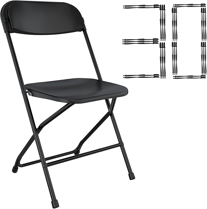 30 Pack Black Folding Chairs, Portable Party Chairs, Plastic Folding Chair,Stackable Commercial Seats with Steel Frame for Office Wedding Party Patio Dinning Events, 350lbs Capacity