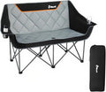 EMERIT Oversized Camping Chair with 650LB Capacity - Heavy Duty Folding Loveseat Camping Couch with Deep Seat & Rip-Resistant Fabric, Padded Comfort, Cup Holders for Outdoor, Lawn & Sports. | 650lb capacity, ripstop polyester, No center bar, cross-brac...