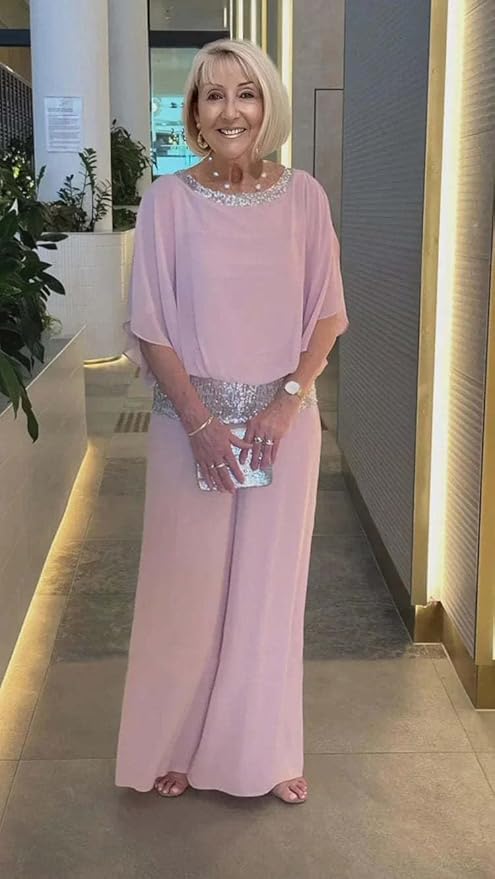 BIVENANT Womens Sequin 2 Piece Wedding Guest Pant Loose Formal Pantsuit for Women Suits for Ladies