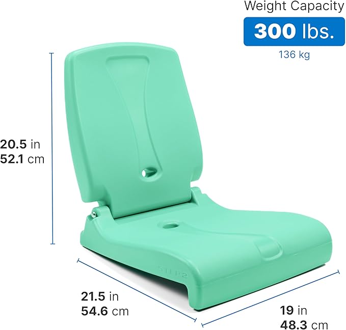 Step2 Folding Flip Seat, Lightweight Portable Outdoor Chair for Poolside, Camping, Beach, Boats, Tailgates, Durable Ground Chair with Back Support for Adults, Mint