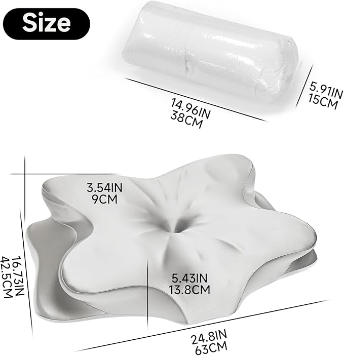 Cervical Pillow for Neck Pain Relief - Ergonomic Memory Foam Neck Pillow with Silky Satin Cover, Orthopedic Neck Support for Side Sleepers, Gift for Family, Men & Women, Husband & Grandma (Gray)