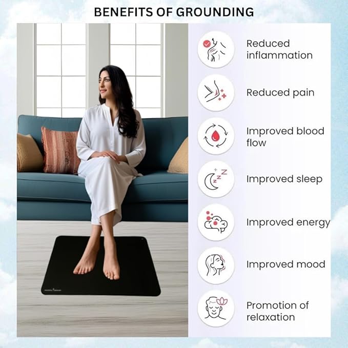 Grounding Mat for Feet with Travel Case, 16"x24" Earthing Pad for Pain Relief, Energy, Sleep, and Wellness. Indoor Grounding Pad for Home, Office, or Work
