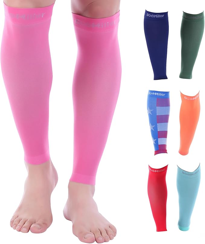 Doc Miller Compression Calf Sleeve for Men & Women – 20-30mmHg Graduated Support for Running, Shin Splints, Calf Strain – Knee High, Small to 6XL Plus Size
